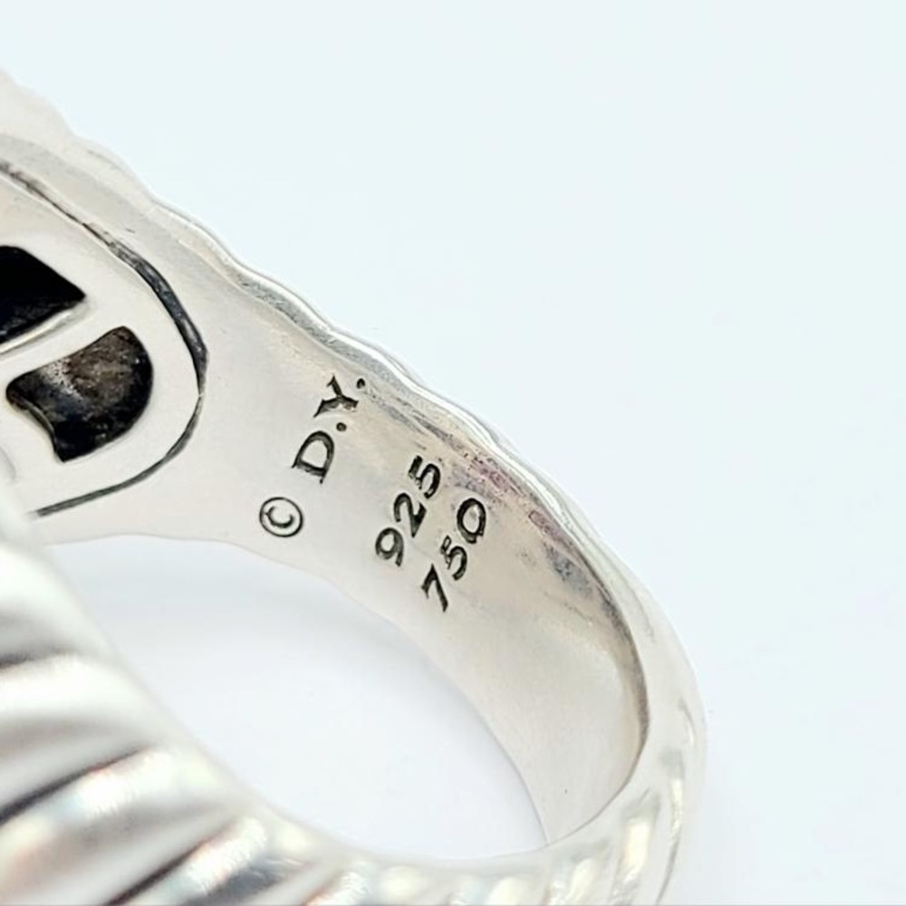 David Yurman Waverly Ring With Ruby Black Diamonds And Gold - Picture 16 of 16